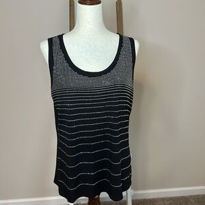 Dressbarn Sleeveless Black Tank Top with Silver Rhinestone Design Size XL in GUC